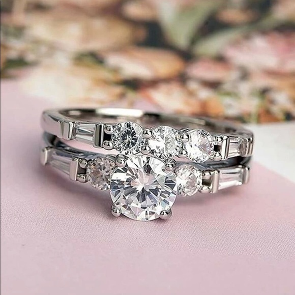 Jewelry - 4/$25 Silver 2pc Rhinestone Ring